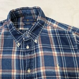 Ralph Lauren Classic Fit 100% Cotton Plaid Long Sleeve Button Down Shirt. XL